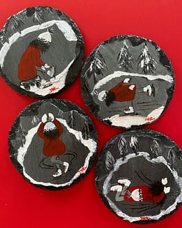 Joanie Can Skate – Set of 4 Hand Painted Coasters